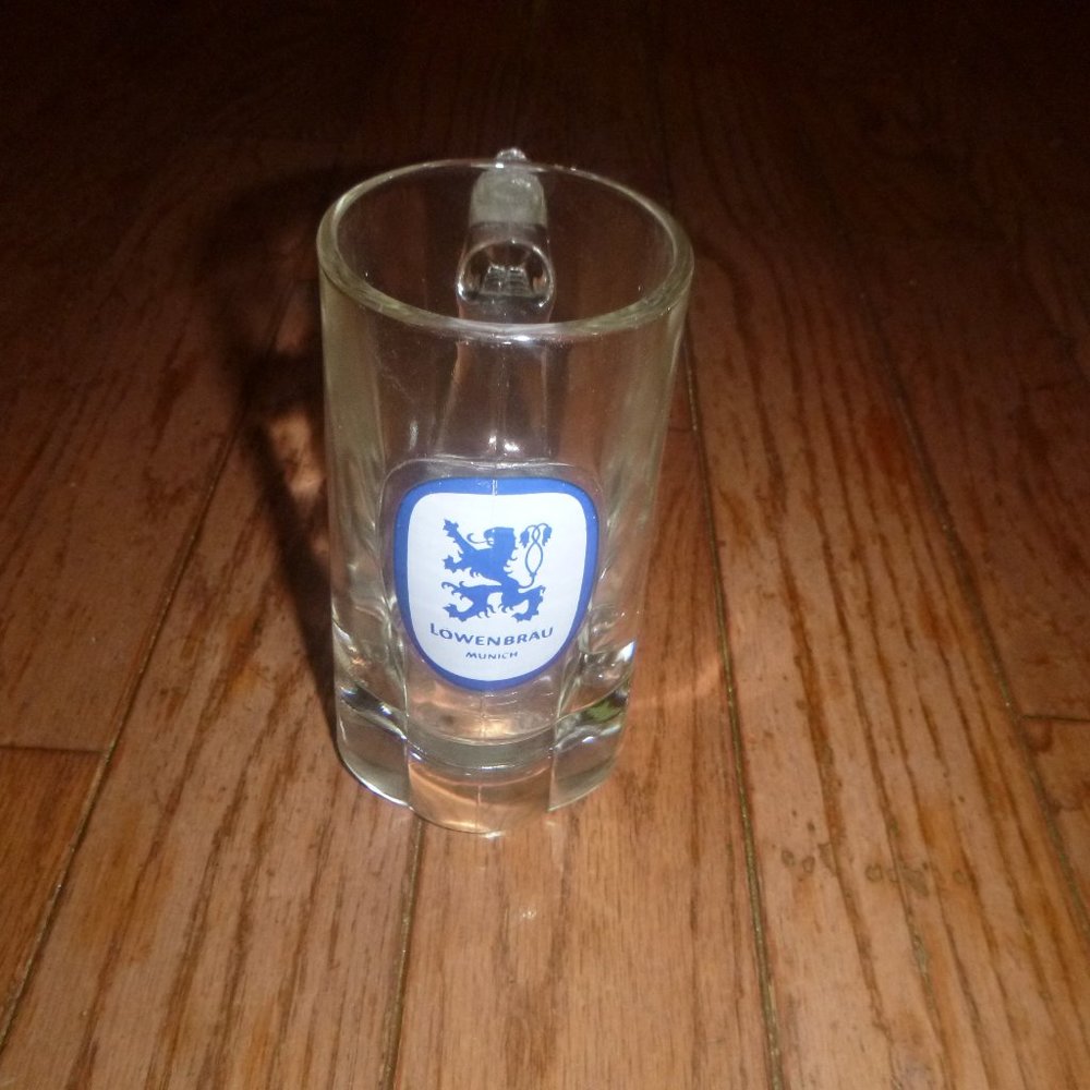 Heavy Glass Lowenbrau Munich Beer Mug